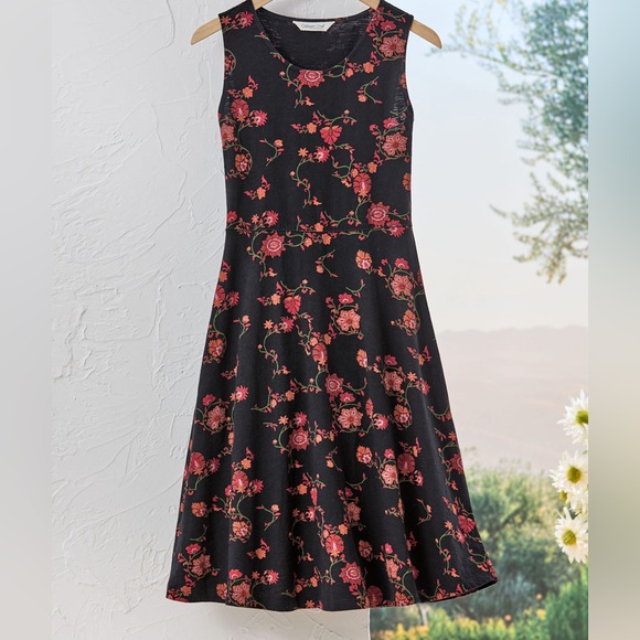 Coldwater Creek Dresses & Skirts - Terra Floral Knit Dress Large Knee-Length Cotton